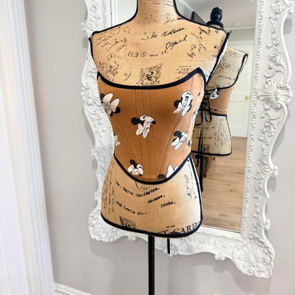 New York Couture *One of a Kind* MINNIE MOUSE Boned Corset Crop Top